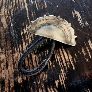 Half Concho Hair accessory, Hand Engraved, Made in Montana, Silver tone